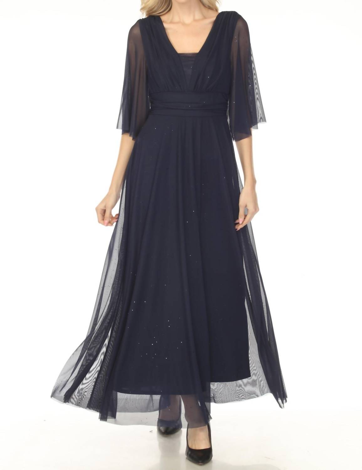 Joseph Ribkoff Shimmery A-line Evening Gown in navy - women's dress