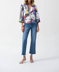 Joseph Ribkoff - Cropped Frayed Hem Jeans