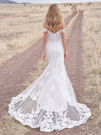 Allure Bridals - Off-Shoulder Sheath Lace Wedding Dress