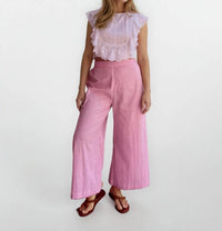 NIBI MTK Wide Crop Beach Pant in pink stripe - women's pants