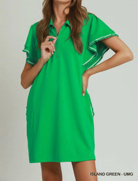 Umgee - Luxeknit Half Zip Butterfy Sleeve Mini Dress
