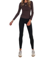 Kimberly C Run the Day Performance Fitted Top in chocolate - women's long sleeve top - view 7