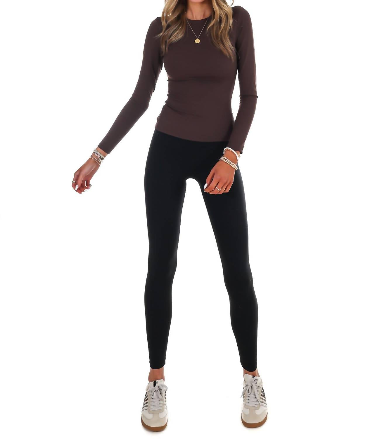 Kimberly C Run the Day Performance Fitted Top in chocolate - women's long sleeve top - view 7