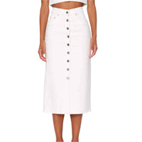 DL1961 - Women's Lexie Button Front Midi Skirt in white - women's skirt