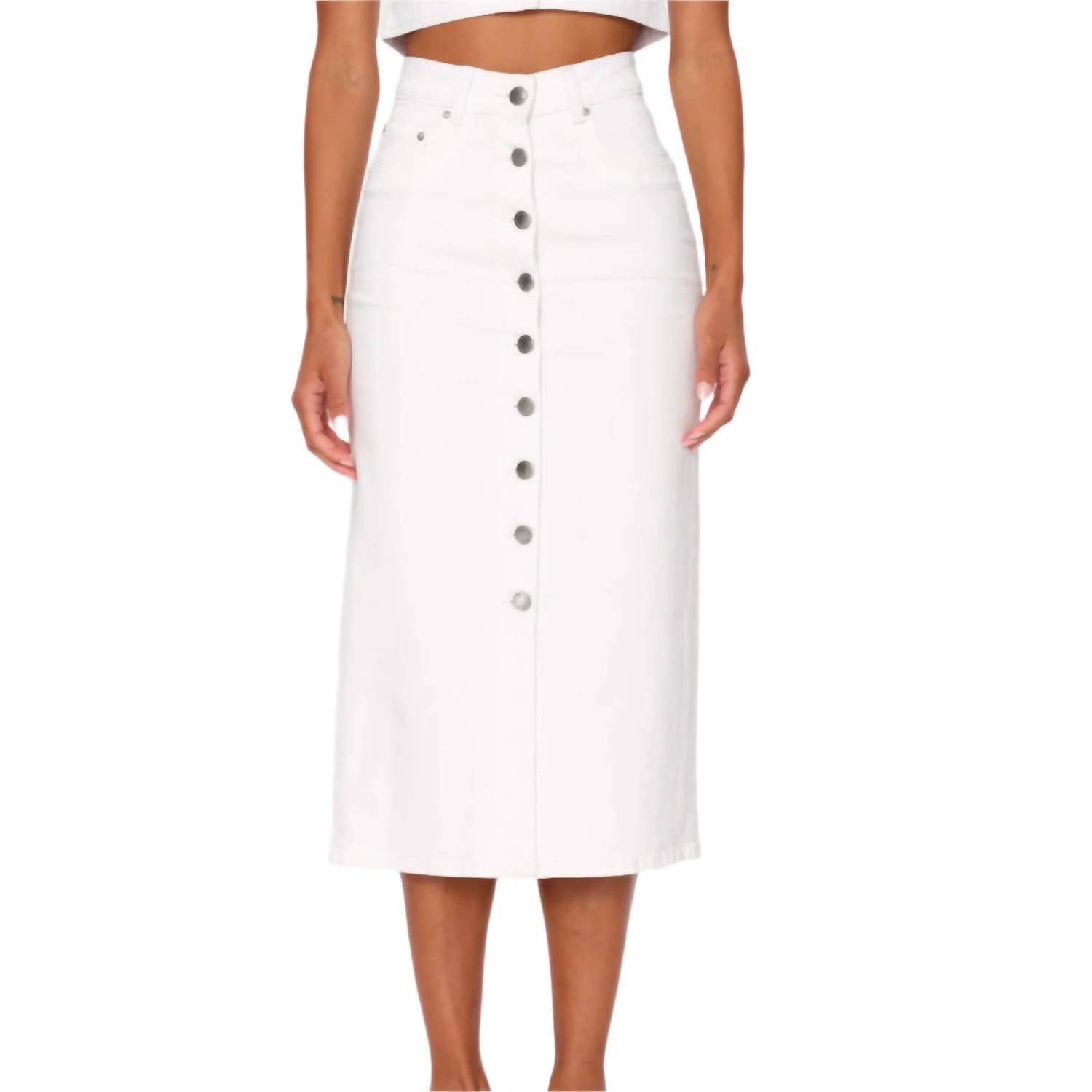 DL1961 - Women's Lexie Button Front Midi Skirt in white - women's skirt
