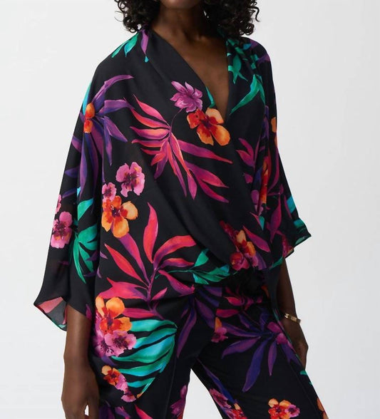 Joseph Ribkoff - Women's Georgette Tropical Print Boxy Top
