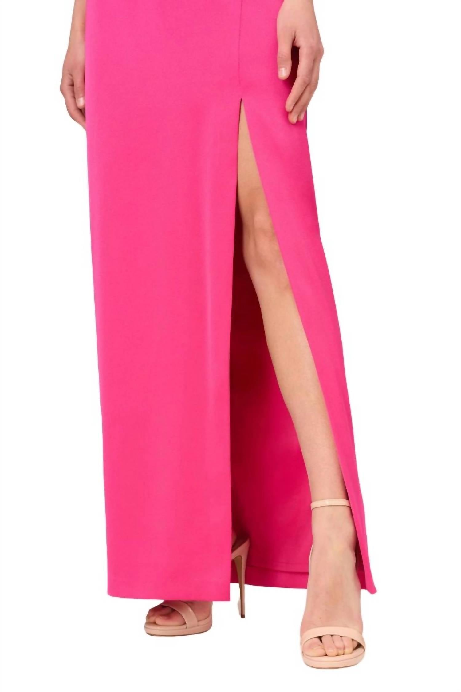 Aidan Mattox - Women's Satin Halter Rosette Accent Dress