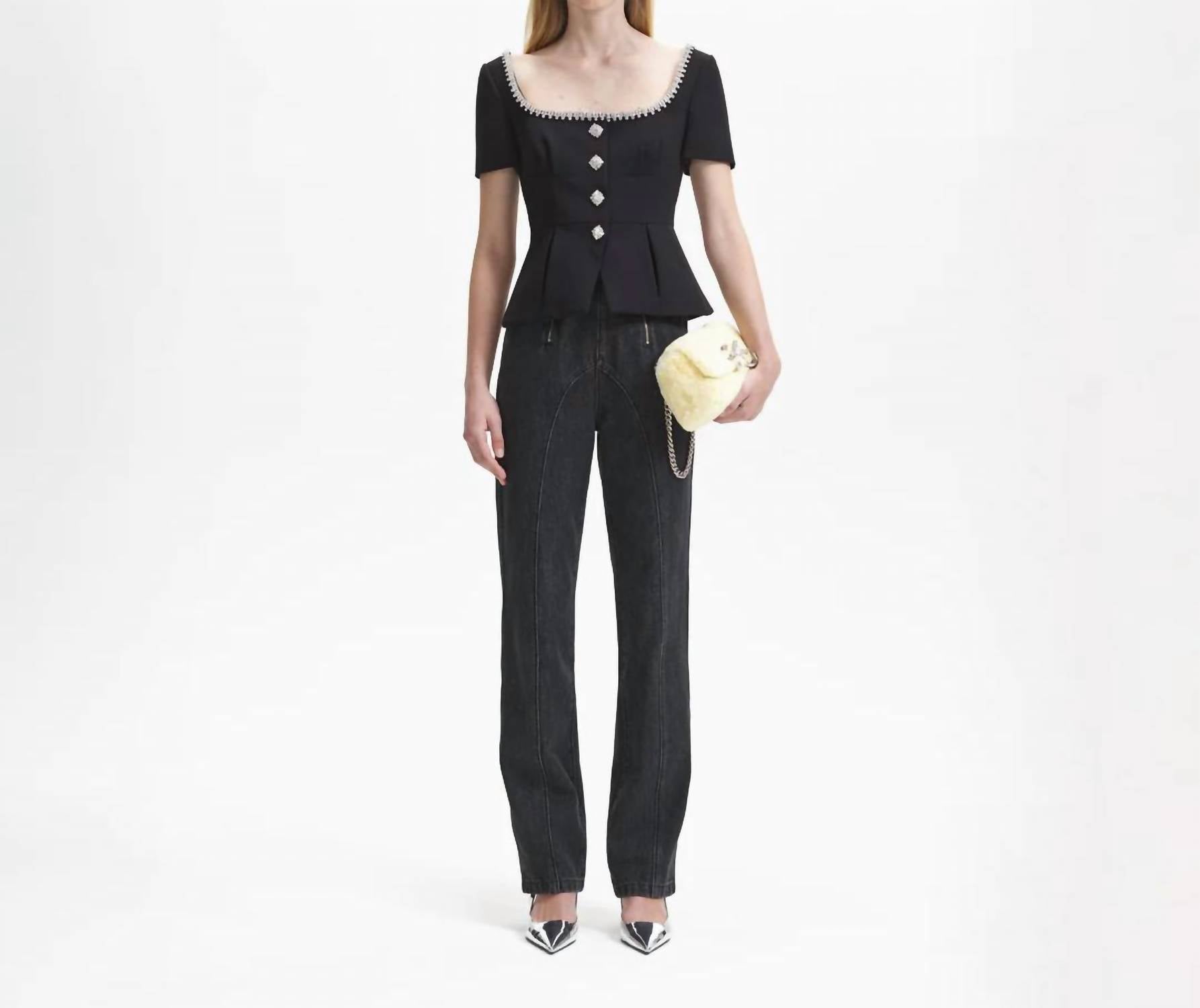 Self-Portrait - Bonded Crepe Top