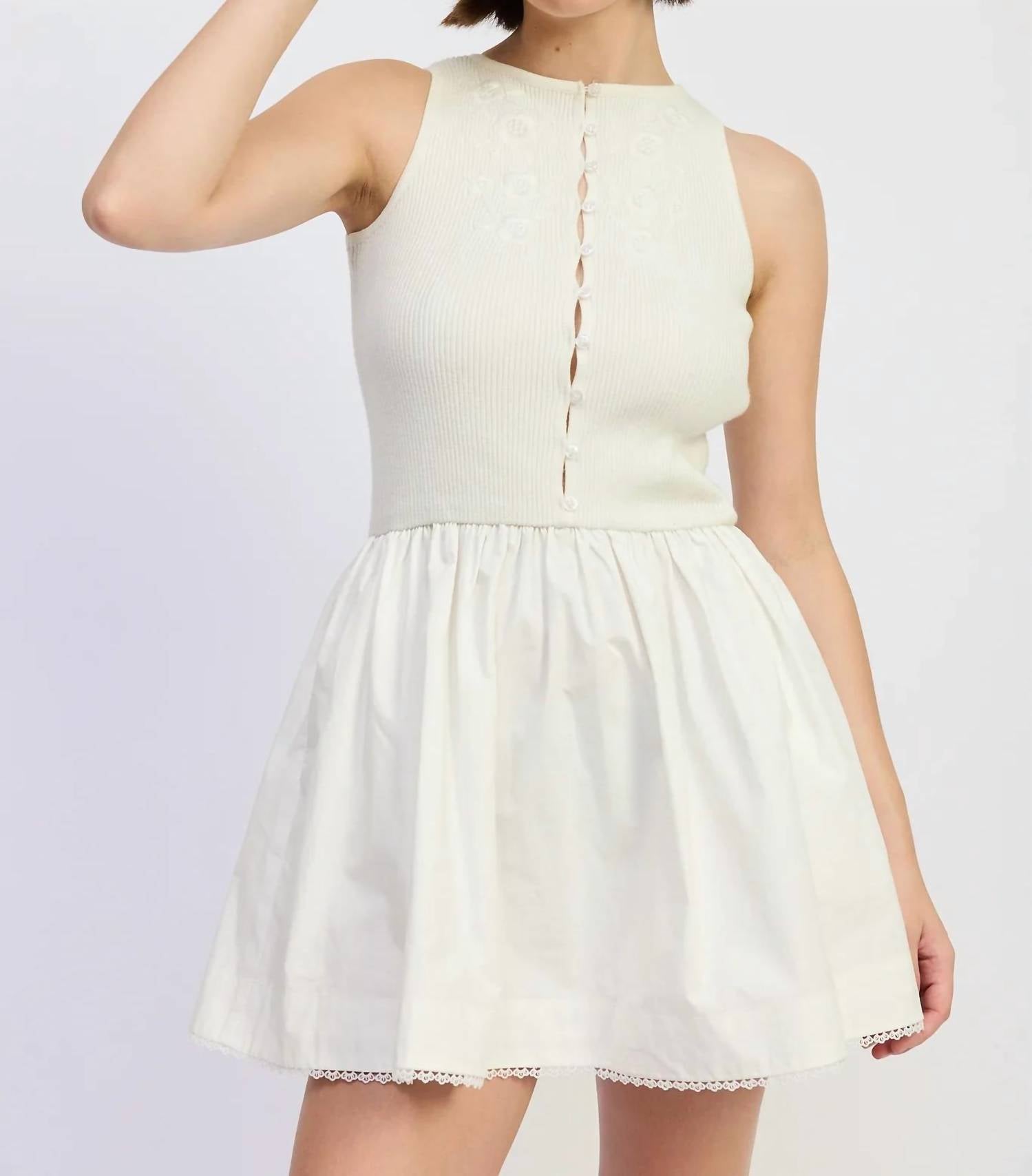 En Saison - Women's Candance Mixed Media Mini Dress
