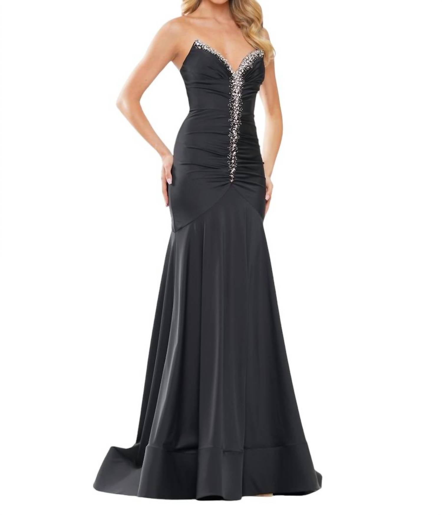 Colors Dress - STRAPLESS V-NECKLINE FLOOR-LENGTH DRESS