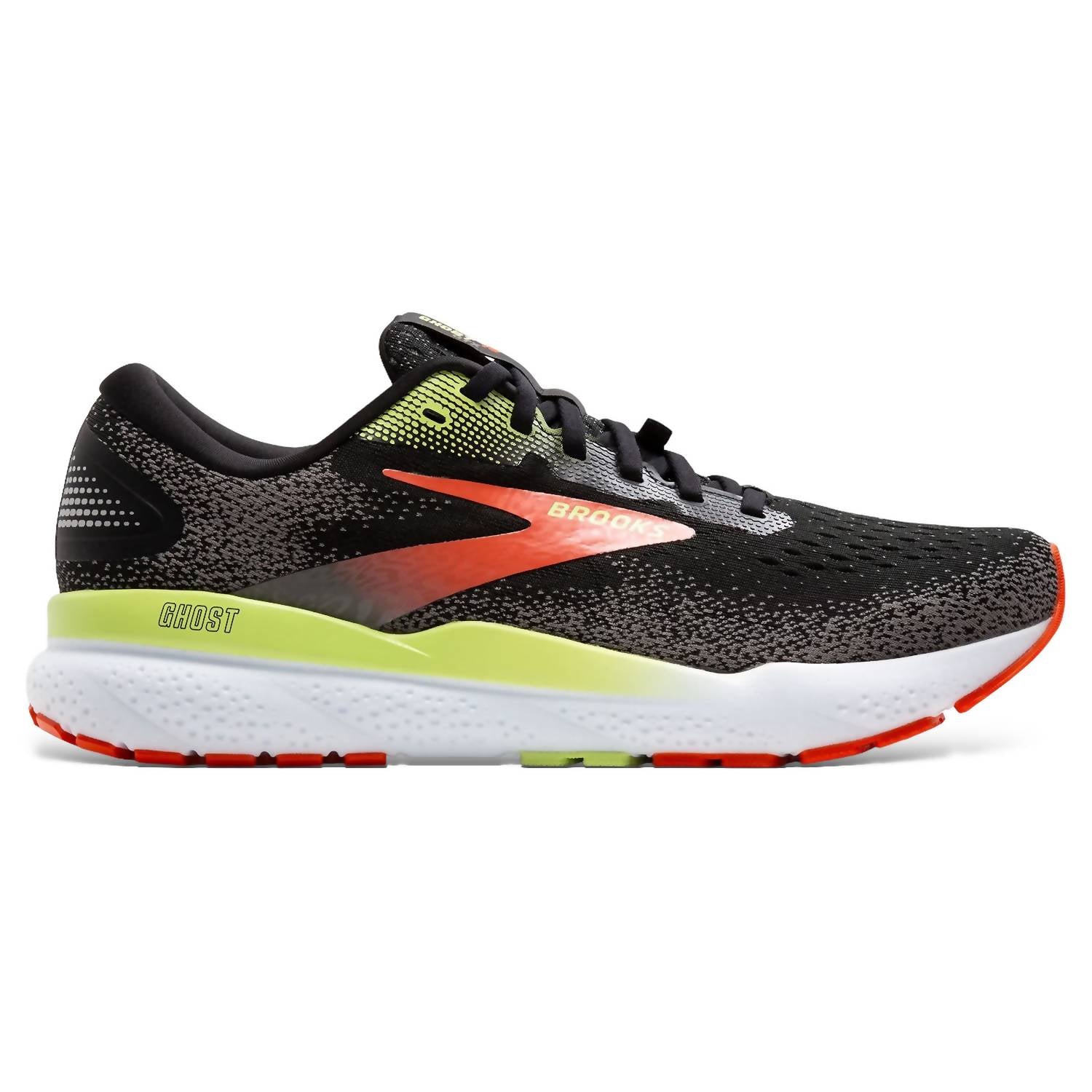 BROOKS Men's Ghost 16 Gtx Running Shoes in black manadarin red green - men's shoe