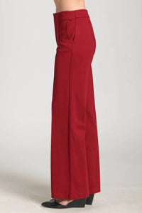 APNY Front Zip With Pin Tucked Leg Pant in cherry red - women's pants - alternate view