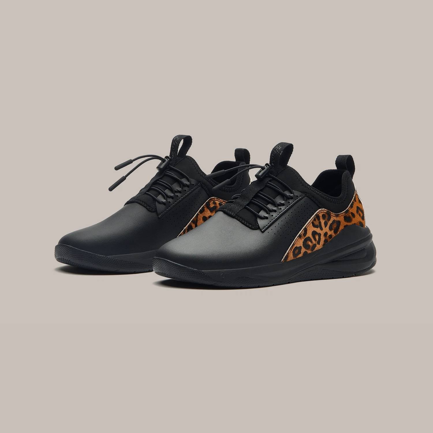 Clove Women's Classic Comfort Leather Sneakers in black leopard - women's sneaker - alternate view
