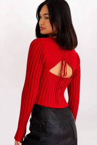 Rowan + Riot - Ruched Open Back Rib Sweater