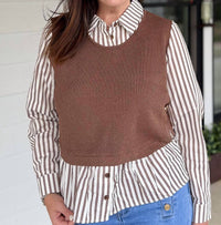 Fate Bound Together Long Sleeve Top in brown - women's blouse - detail view