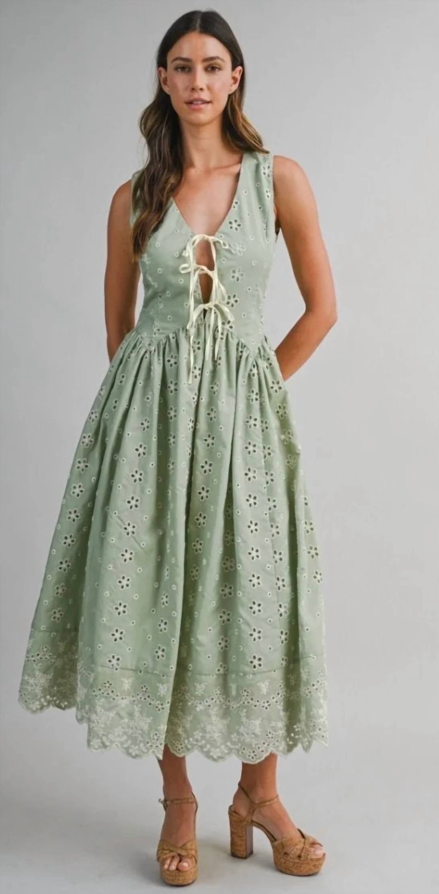 Mable - Kate Floral Eyelet Midi Dress