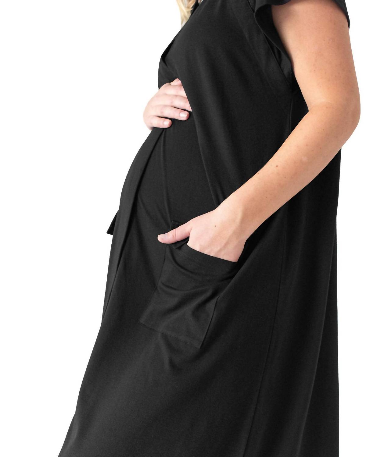 Kindred Bravely Universal Labor, Delivery & Nursing Gown in black - women's dress - view 4