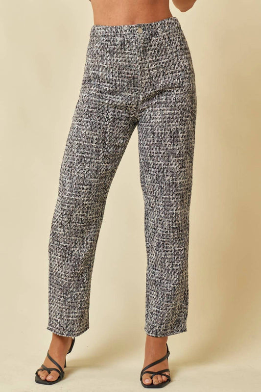 Blue Blush - High Waisted Tweed Pants