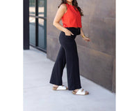 Julia Rose Brooke Wide Leg Full-length Luxe Leggings in black - women's pants - view 7