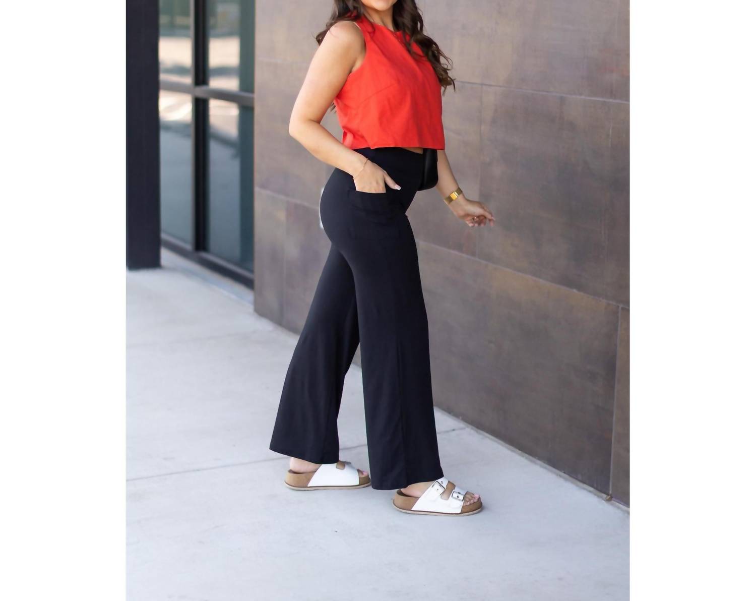Julia Rose Brooke Wide Leg Full-length Luxe Leggings in black - women's pants - view 7