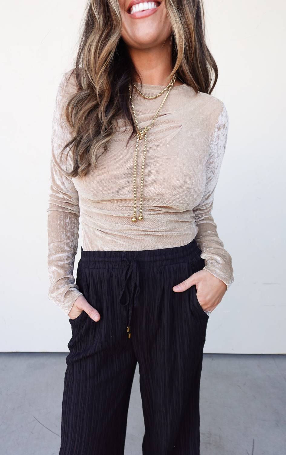Hem & Thread - Crew Neck Velvet Bodysuit