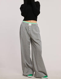 Mimosa Mid Rise Elasticized Waistband Gingham Pattern Pants in black - women's pants - view 4