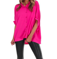 Day + Moon - Women's Fingers Crossed Oversized Button Down Top