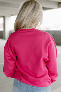 Little Daisy Closet - Strawberry Pink Cow & Sequin Double Heart Patch Sweatshirt
