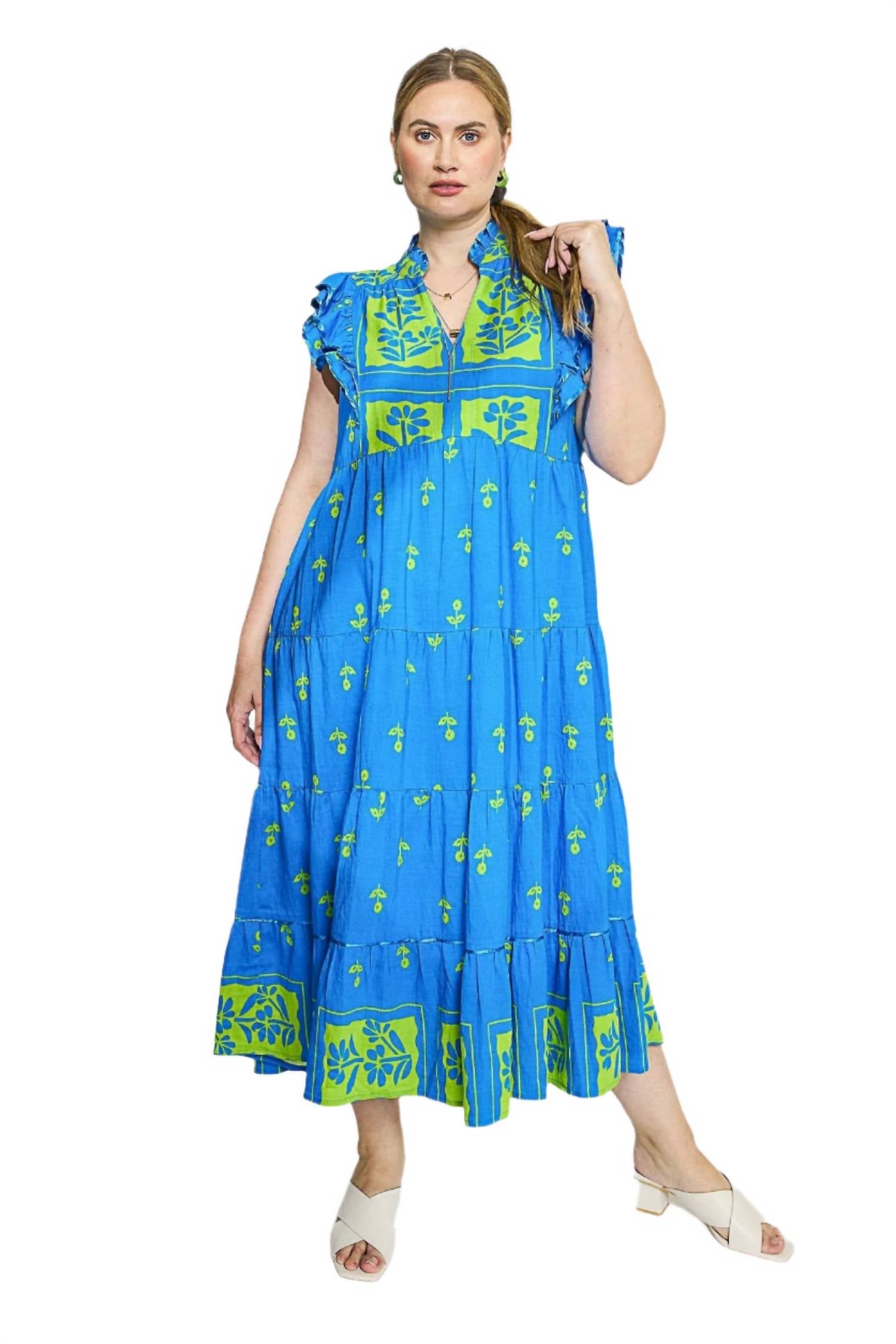 Umgee - Floral Tiered Ruffle Midi Dress