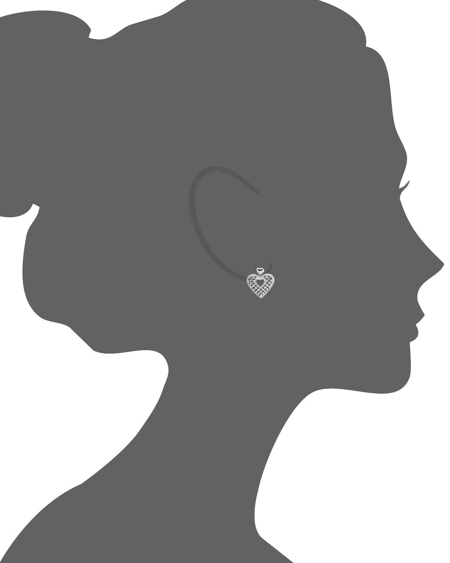 Gold & Honey - Women's Sterling Silver Quilted Drop Heart Earrings And Pendant Necklace Set