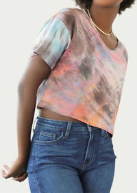 TIE-DYED SILK CHARMEUSE CROP TOP