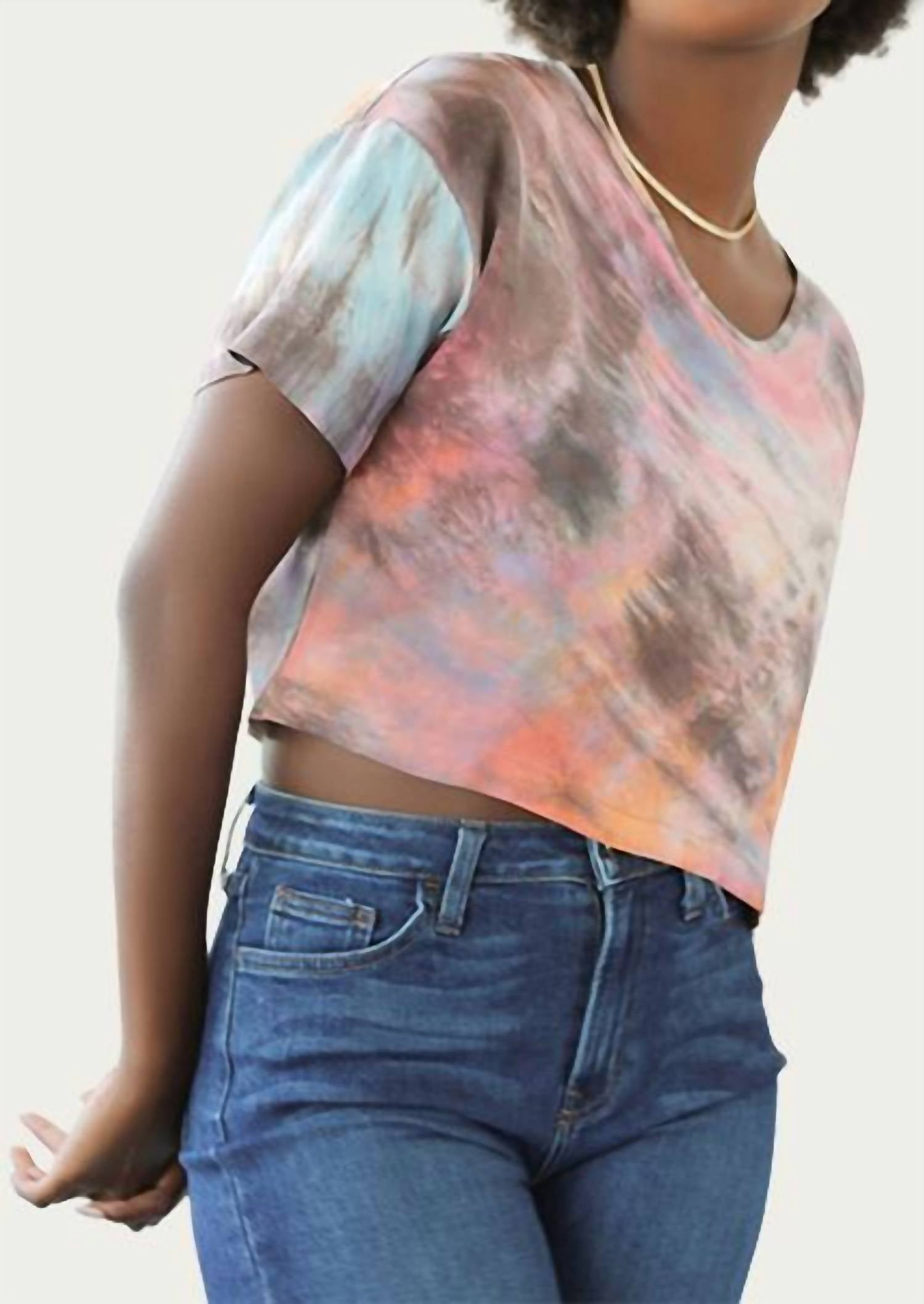 TIE-DYED SILK CHARMEUSE CROP TOP