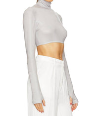 Norma Kamali - Cropped Slim Fit Long Sleeve Turtleneck