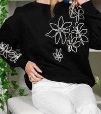 Vine & Love - Flower Embroidered Sweatshirt