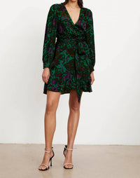 Velvet By Graham & Spencer - Bridget Printed Satin Wrap Dress