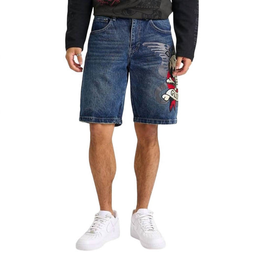 Ed Hardy - Death Or Glory Skull Denim Skater Short