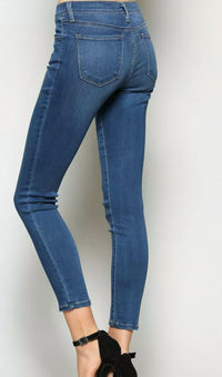 FLYING MONKEY Mid Rise Ankle Skinny Jeans in blue - women's jeans - alternate view
