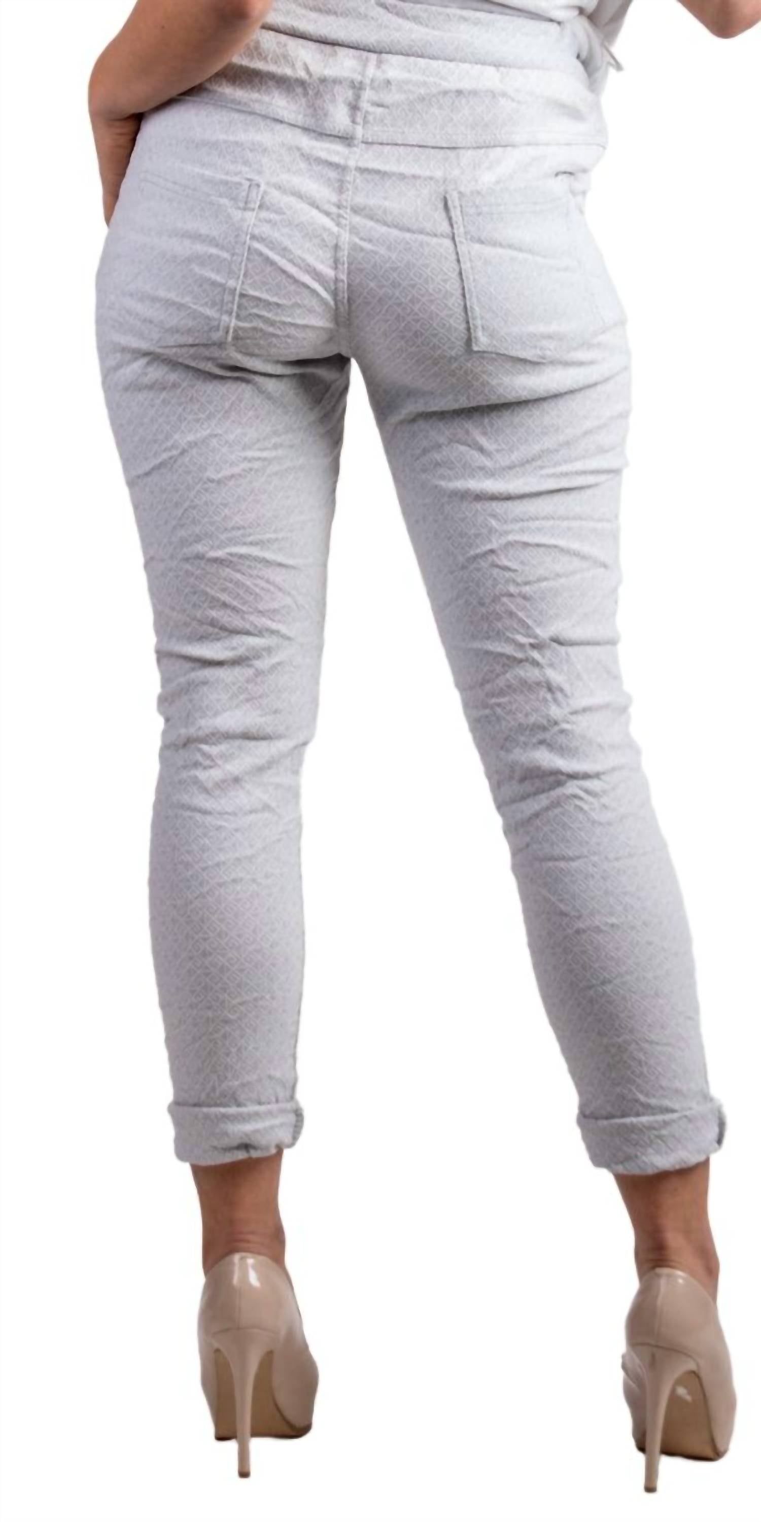 GIGI MODA Diamante Tie-Waist Pants in dove gray - women's pants - detail view
