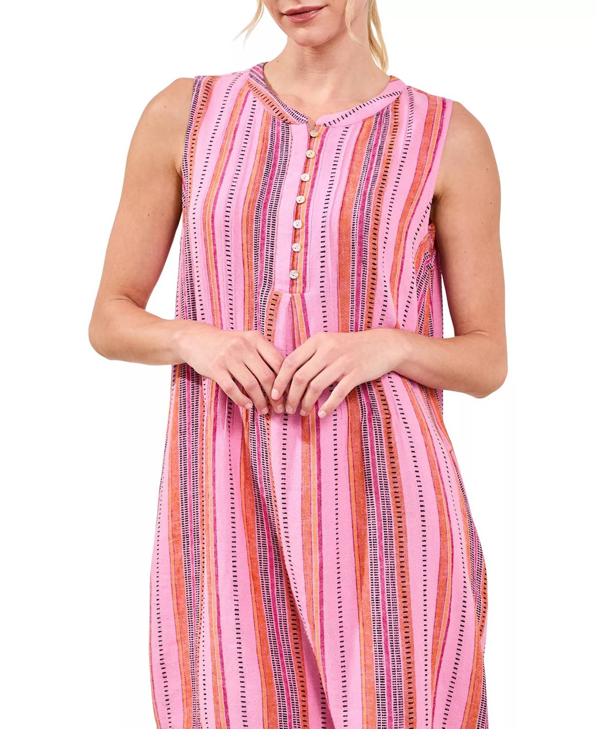 Tribal - Sleeveless Mini Dress With Pintucks And Pockets