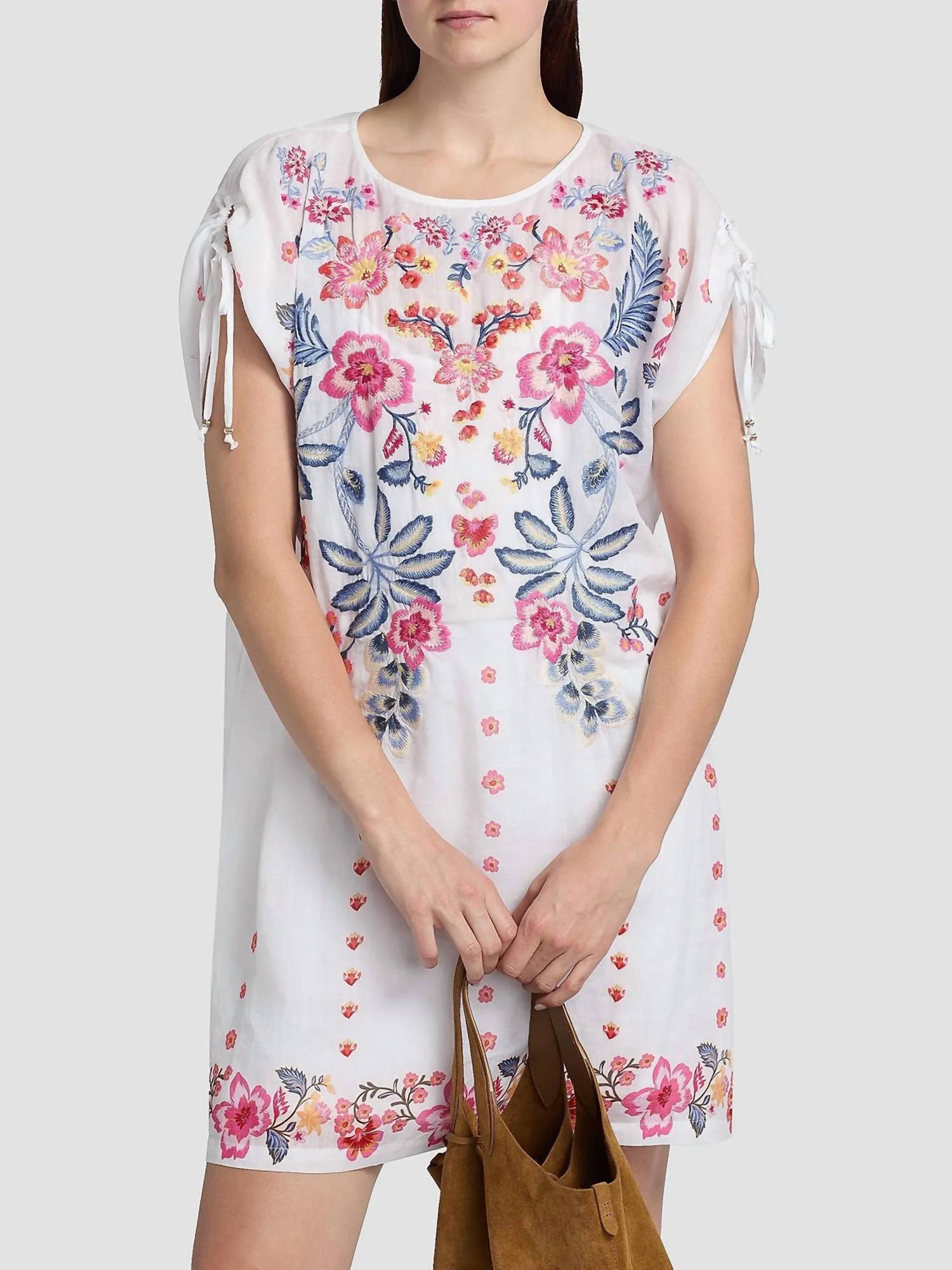 Johnny Was - FLORAL SLIP RUCHED SLEEVE DRESS