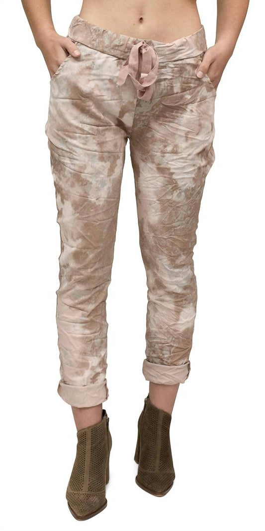 Gigi Moda - Brillare Silver Glitter Splashed Paint Tie Waist Cropped Pants