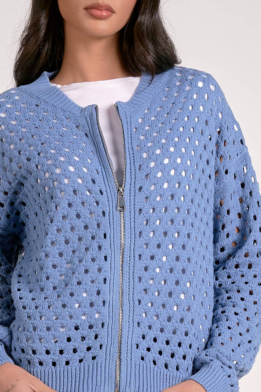 ELAN Sofia Sweater Cardigan in blue - women's cardigan - view 5