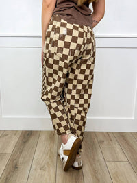 Bibi - Let's Rally High-rise Cotton Wide Leg Checkered Bottoms