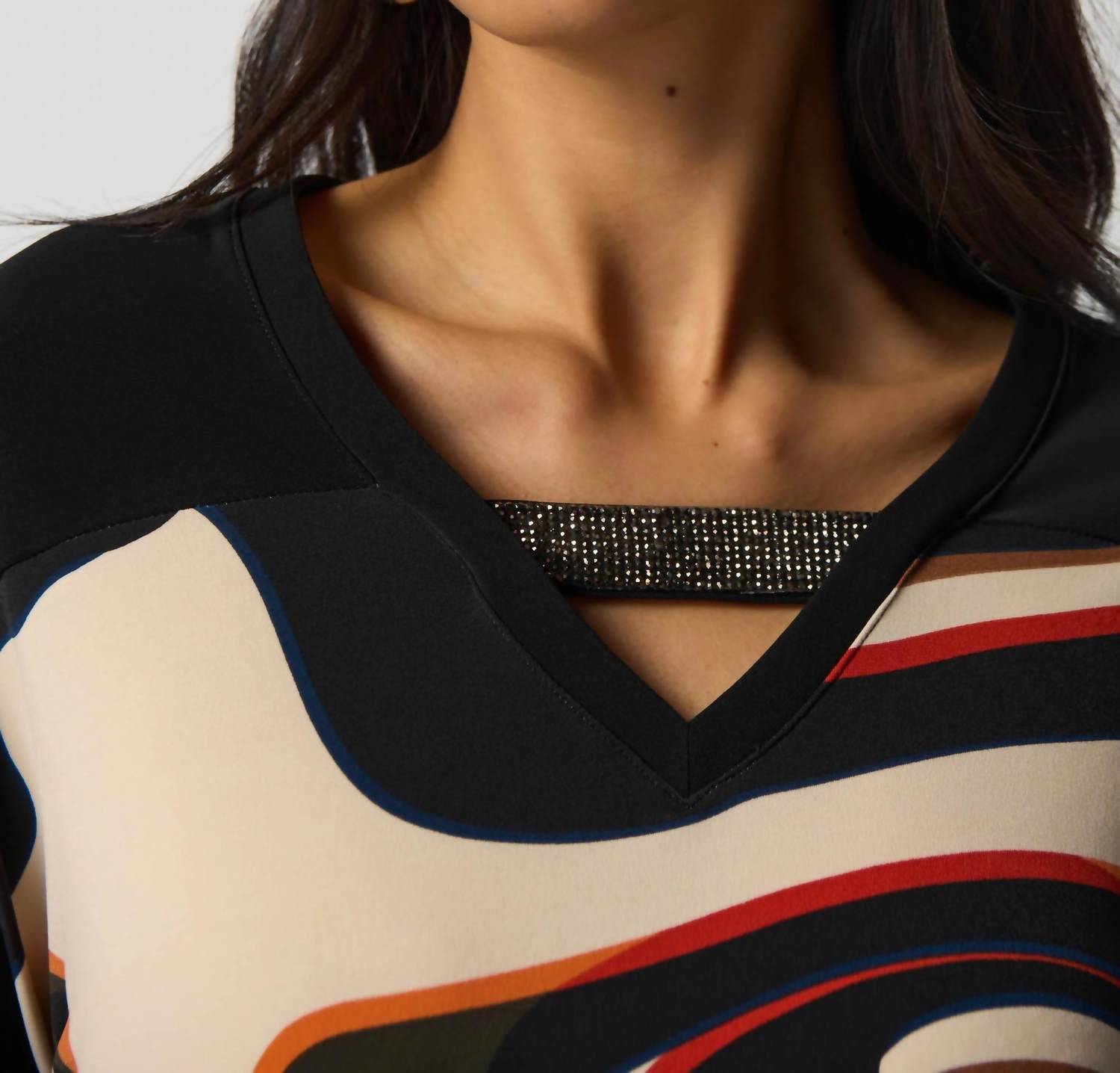 Joseph Ribkoff - Ronan Rhinestone V-neck Top