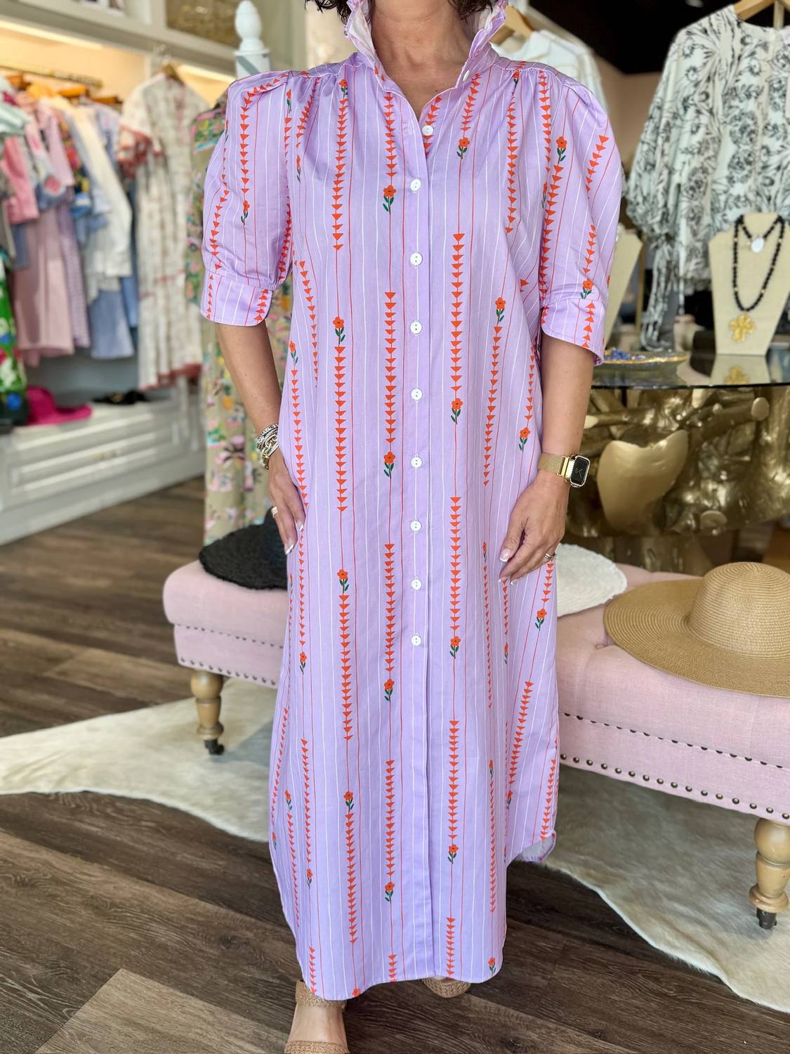 Adrienne - Nina Fleur Path Midi Shirt Dress