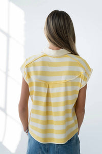 Doe And Rae - Collared Striped Tank Top