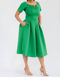 Karen T Design Pleated Midi Dress in emerald green - women's dress - view 5