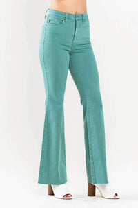Judy Blue - Aspen Tummy Control High Waist Flare Raw Hem Jeans