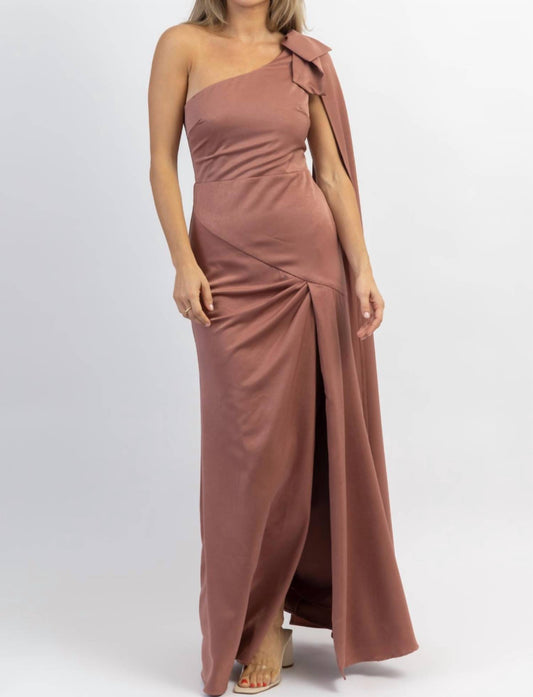 ONE SHOULDER SASH SATIN MAXI DRESS