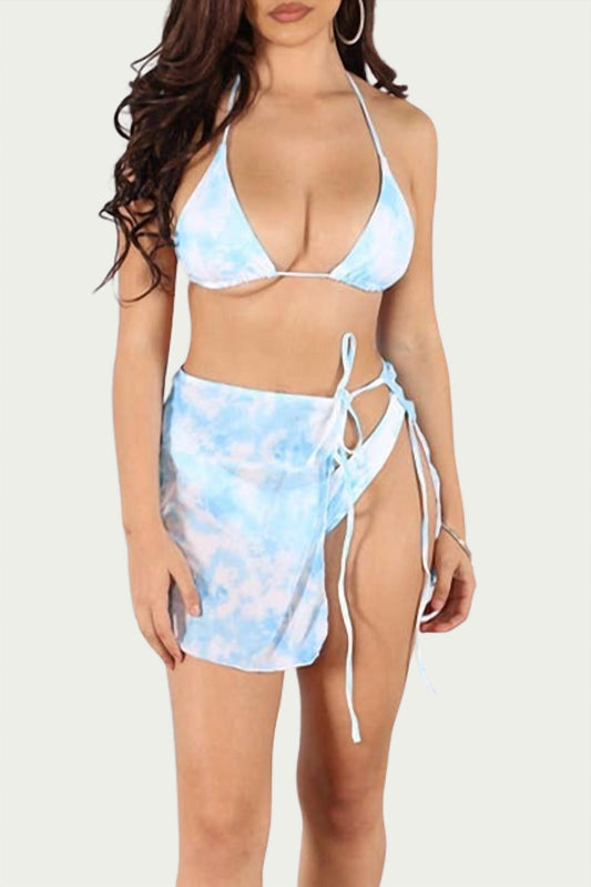 TIE-DYE THREE-PIECE BIKINI SET